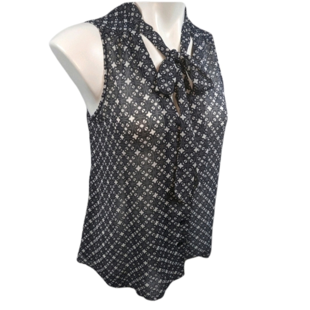 Gap Sheer Sleeveless Tie Front Button Down Sz Sm